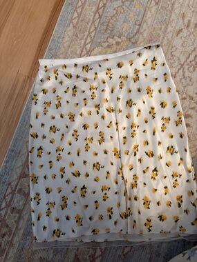 J. Crew White Skirt with Yellow Floral Print